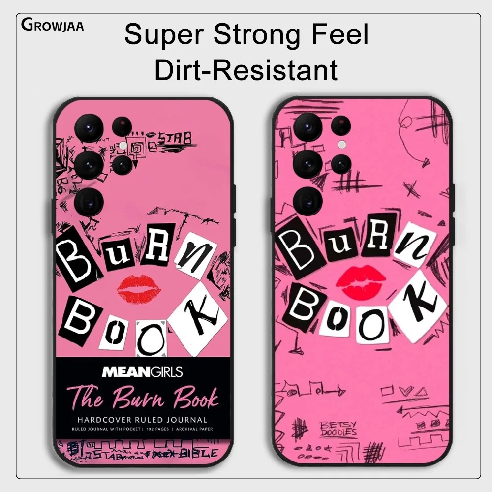 

M-Mean Girls B-Burn Book Phone Case For Samsung Galaxy S25 S24 S22 S23 Ultra S21 S20 Plus 5G Protective Silicone Funda
