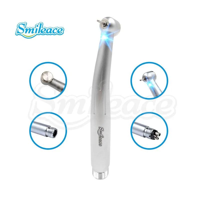 Dental LED E-generatorHigh Speed Handpiece Push Button Air Turbine Triple Water Spray 2 Hole 4 Hole Handpiece