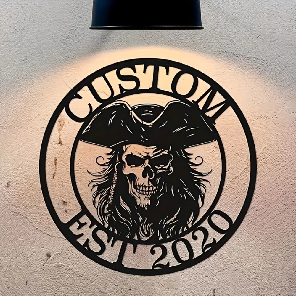 Custom Tailor - Made Pirate Skull Metal Plaque Timeless Wall - Hung Customized Address Home Garden Metal Art Sign Wall Sculpture