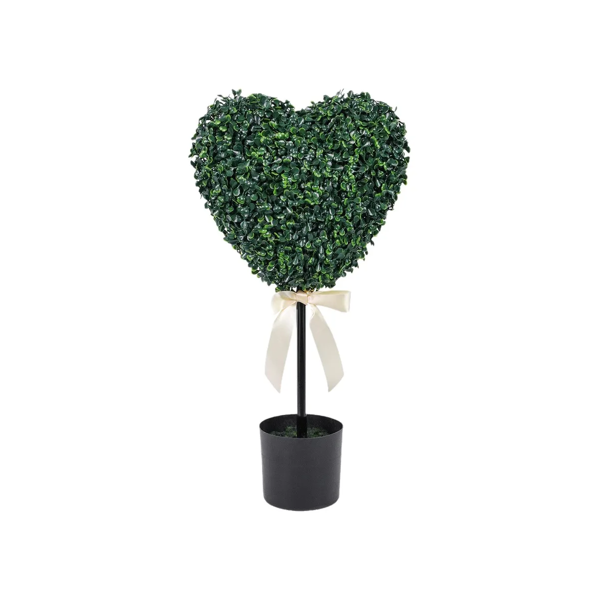 Artificial Heart Shaped Boxwood Topiary 60cm Faux Heart Tree with Ribbon for Valentine Wedding Home Decor
