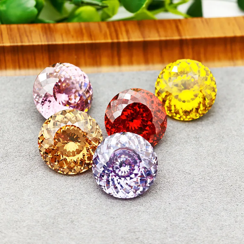 New 5A Colors Large Size Round 100 Faces Cut 20.0mm Cubic Zirconia Loose Gemstones for Jewerly Making