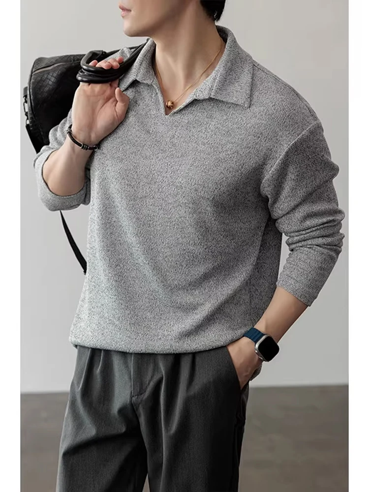 

Мужская трикотажная футболка Long Sve V-Ne с пшеничным узором irt Lazy Sle в американском стиле ретро Haome, весенне-осенний топ