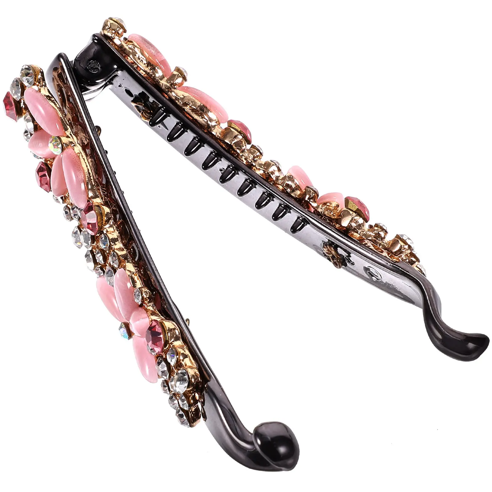 

Banana Hair Clip for Women with Rhinestone Detail Sturdy Lightweight Ponytail Holder for Thick Hair Elegant Feminine Styling