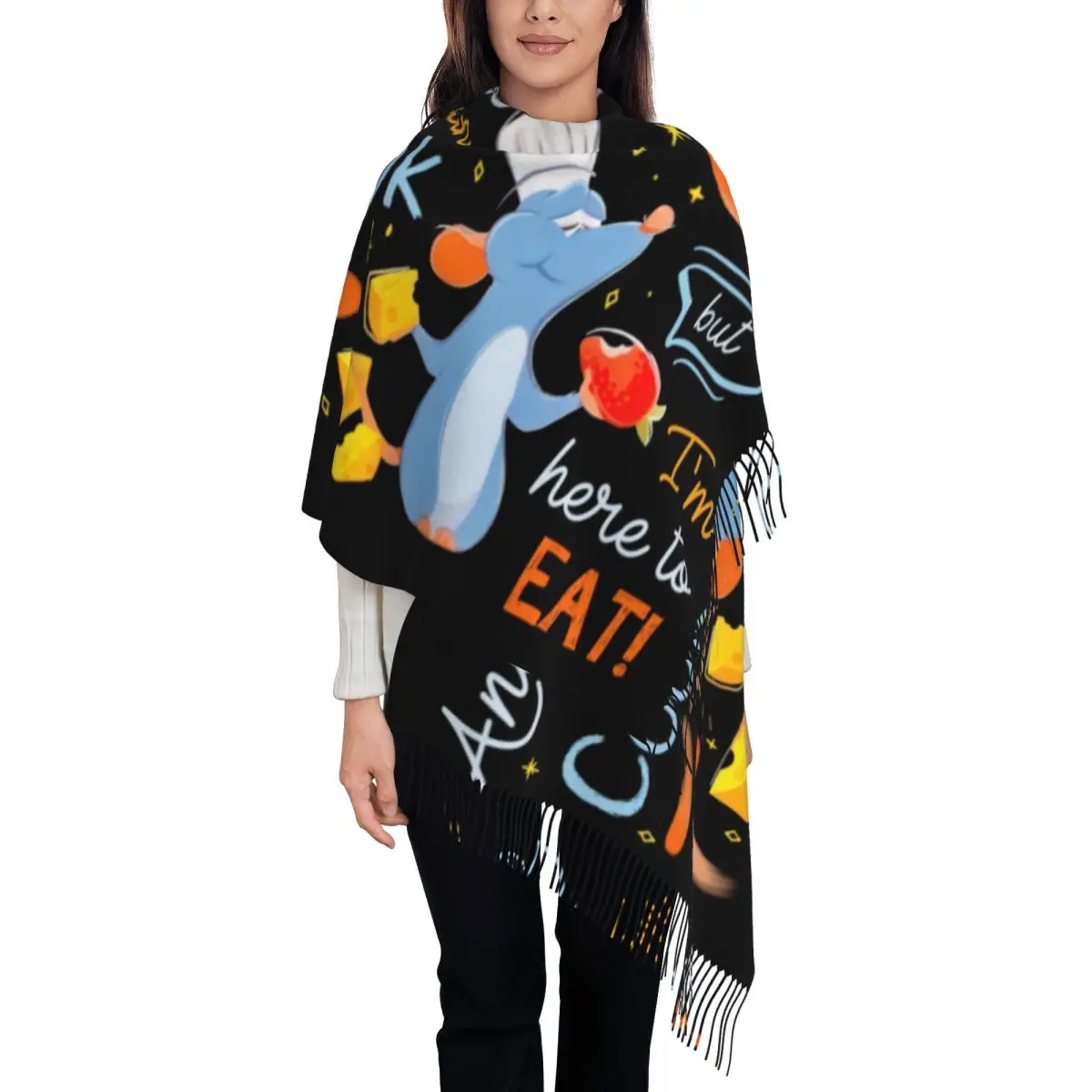 

Custom Printed Ratatouille Anyone Can Cook But I am Here To Eat Scarf Men Women Winter Warm Scarves Shawls Wraps