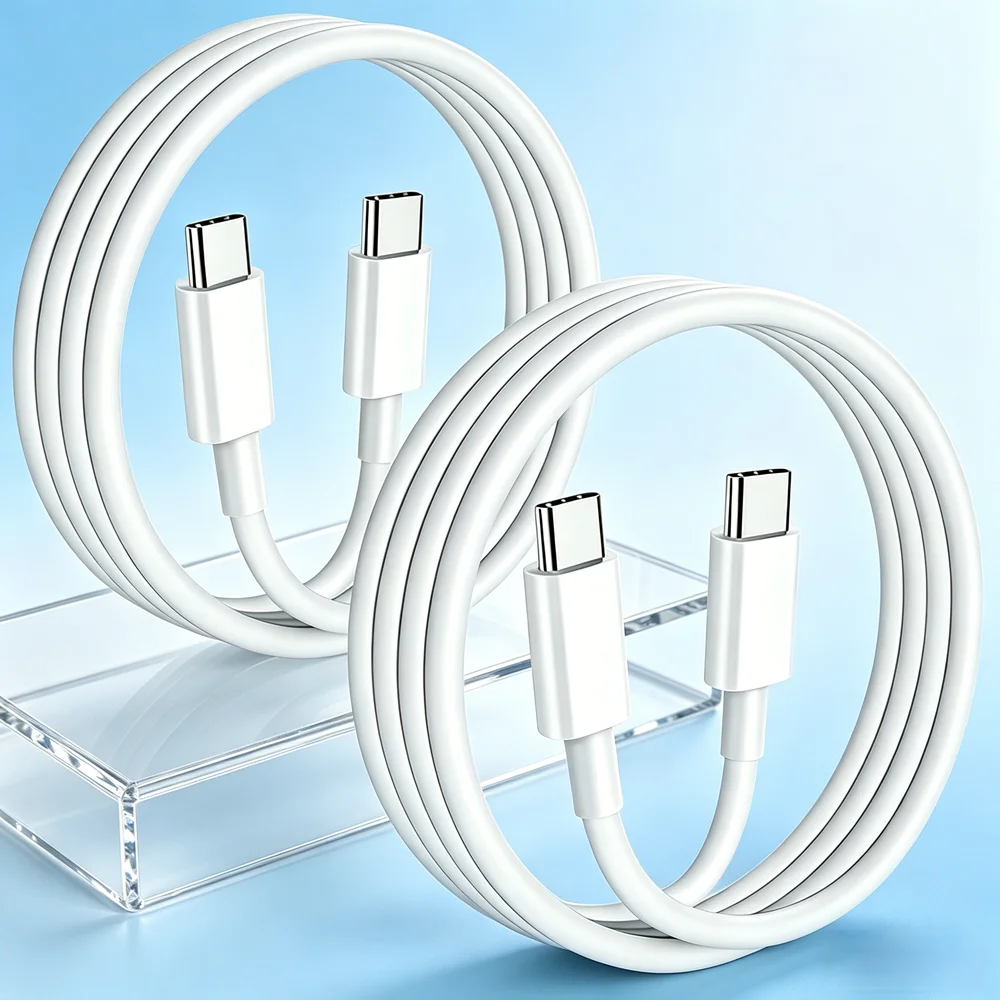 2M 2-Pack  USB Type C Data Sync Fast Charging Cable USB-C to USB-C Charger Cord Compatible with iPhone 15-17 Smart Devices