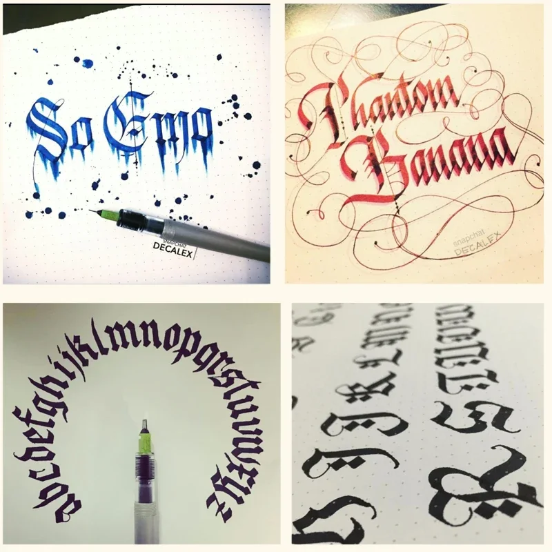 1PCS Pilot Parallel Calligraphy Pen Lettering Brush Pen 1.5mm/2.4mm/3.8mm/6mm Bundle Ink Cartridge Gothic Font Multi Tool Pen