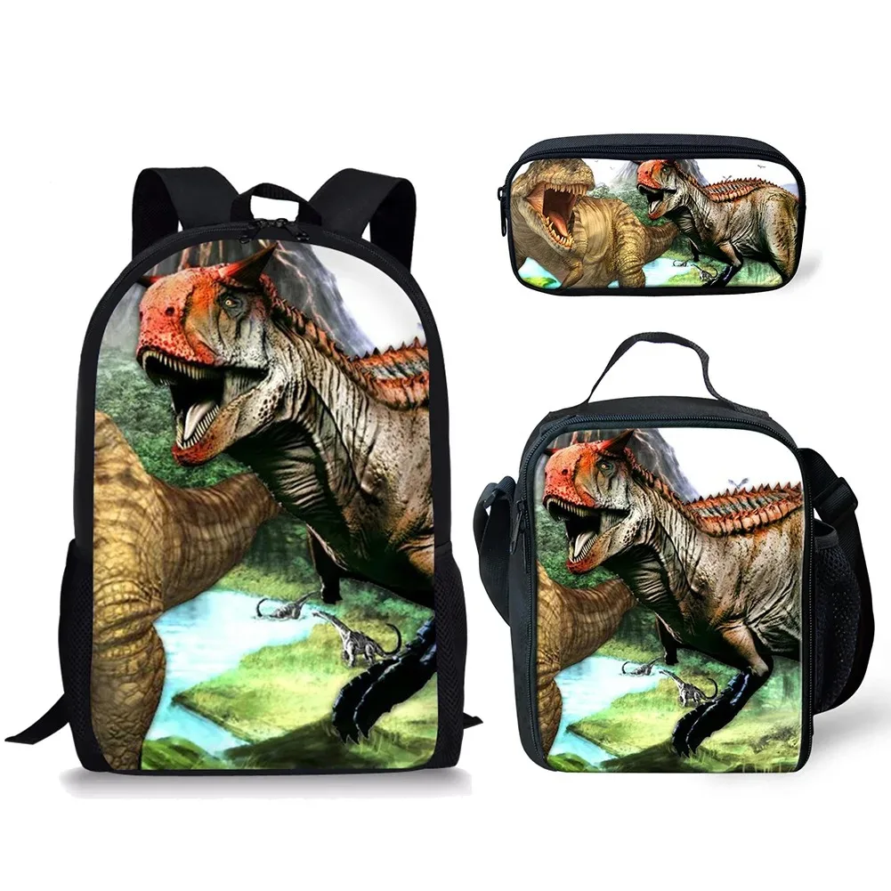 

School Student Bag Set, Laptop Backpack, Lunch Backpack, Pencil Case, Dinosaur, Pterosaur, 3D Print, Harajuku, Popular, New, 3pc