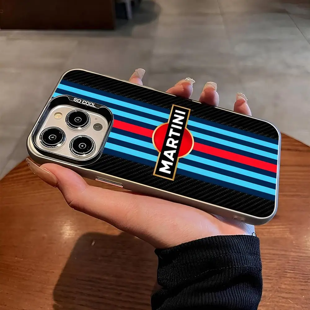 Чехол для телефона Racing Martini для iphone 17, 16, 15, 14, 13, 11, 12 Pro Max Xr X Xs 8 7 Plus, цветной серебристый чехол