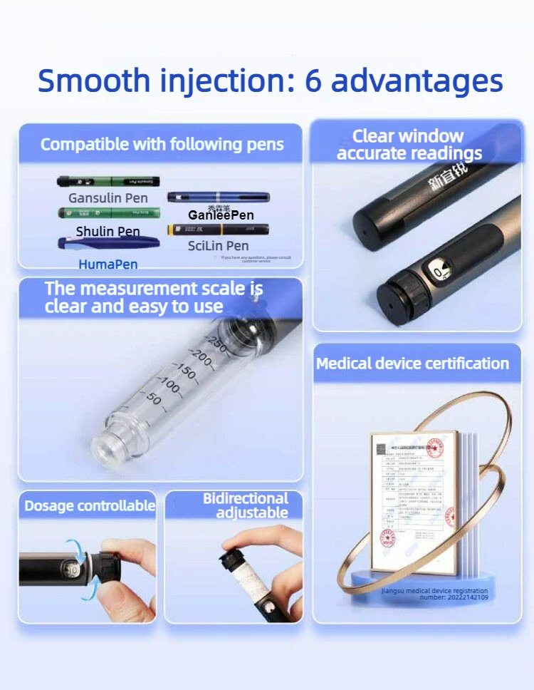 Insulin-Pen Bidirektional Einstellbare Dosierung Tragbarer Injektionspen Passend für 3ml Kassettenkartusche für Diabetes-Pflege Schönheitsinjektionen S – Detail 2