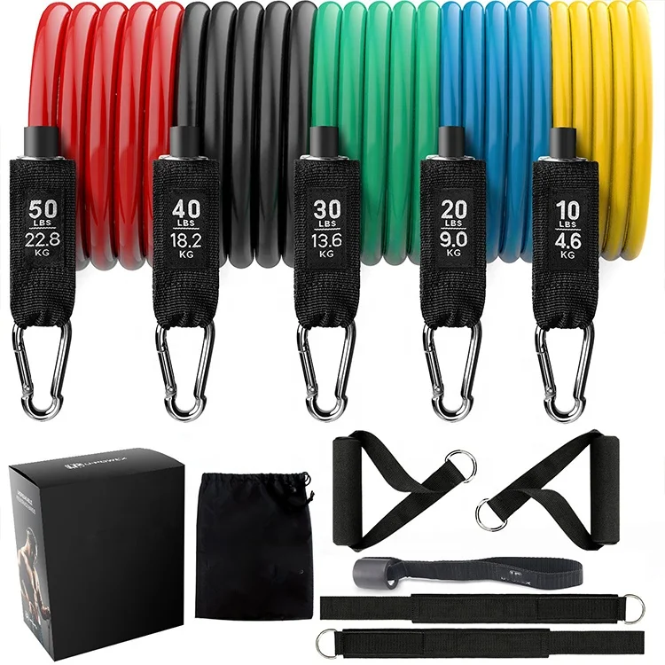 

Latex 11 Pcs Tube Fitness Resistance Bands Set 1