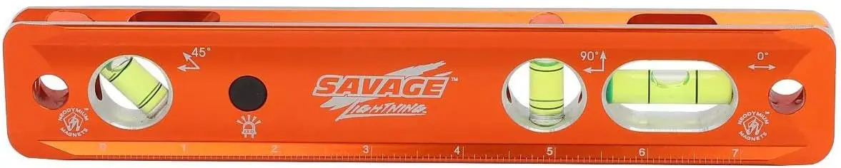 

Swanson Tool Co TLL049M Savage Lightning Aluminum Torpedo Magnetic Illuminated Levels, 9', 3 Vials