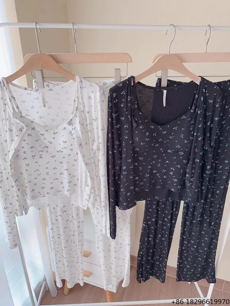 Custom Private Label wear Women Modal Pyjamas 3 Pcs Set High Elastic Anti-Wrinkle Home Wear All Seasons