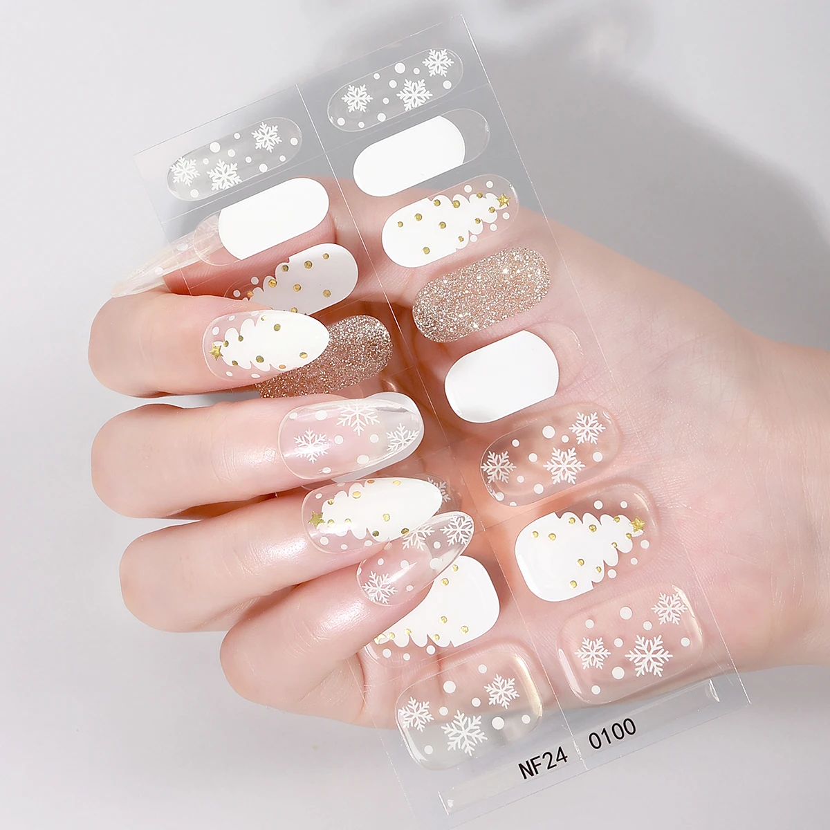 16 نصائح عيد الميلاد شبه علاج هلام مسمار شرائط ثلج ندفة الثلج سانتا كلوز ذاتية اللصق هلام مسمار يلتف غطاء كامل مسمار ملصقا