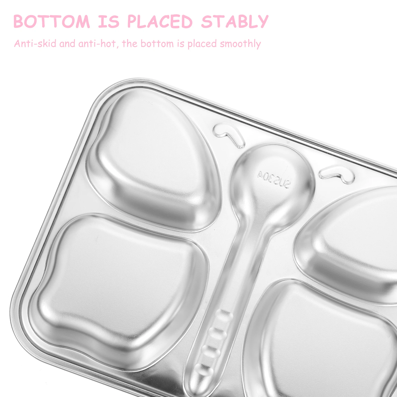 

Stainless Steel Divided Plate Multiple Compartments For Food Storage Breakfast Lunch Bento Serving Dish Household Tableware