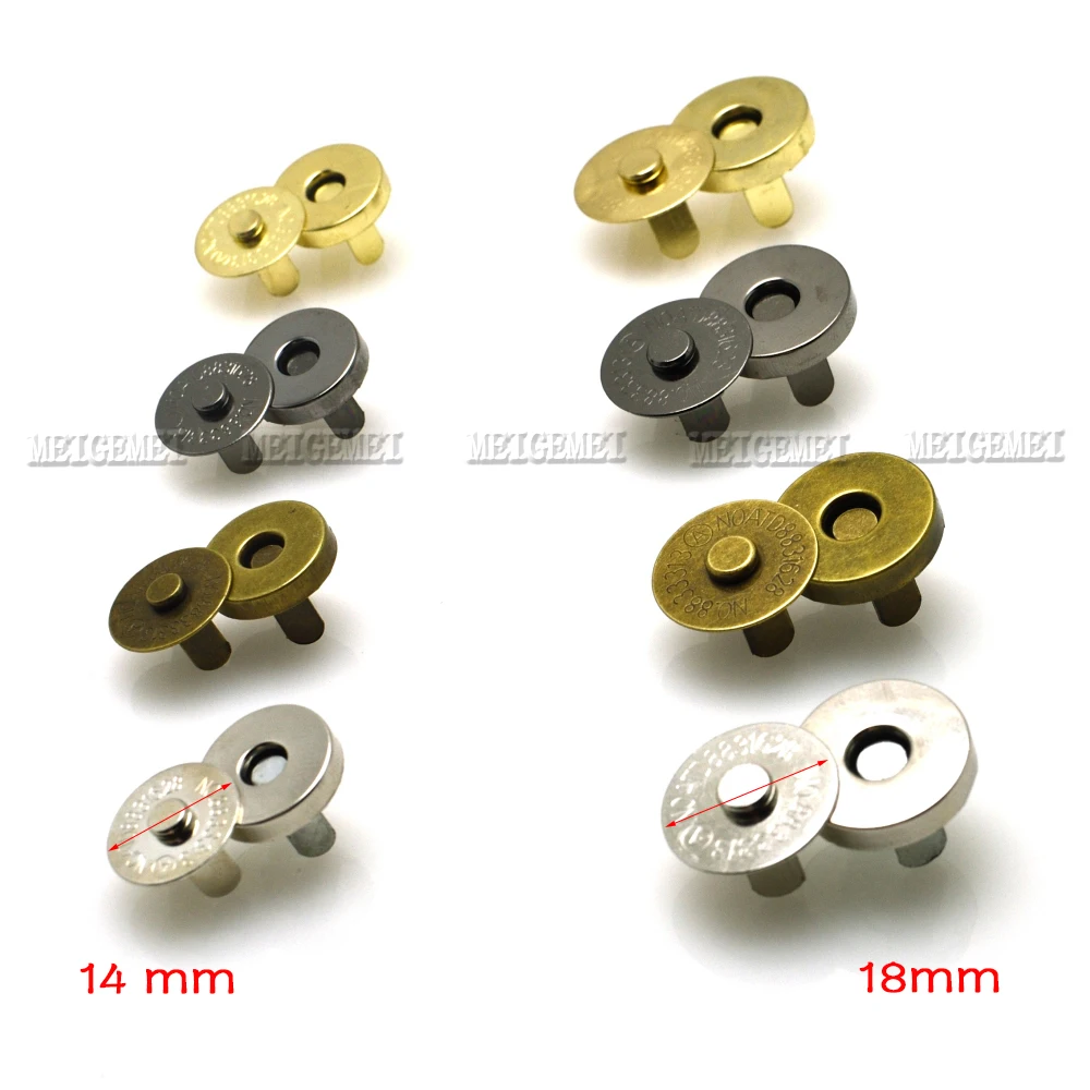 4set Magnetic Snap Fasteners Clasps Buttons Handbag Purse Wallet Craft Bags Parts Accessories 14mm 18mm