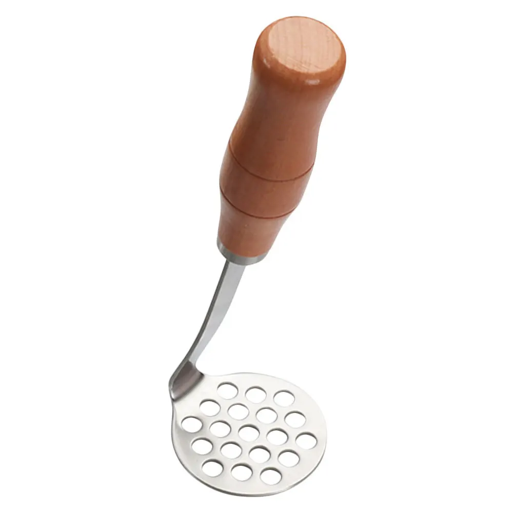 

Stainless Steel Potato Masher with Wooden Handle Multi-Purpose for Mashing Potatoes Squeezing Lemon Juice Kitchen