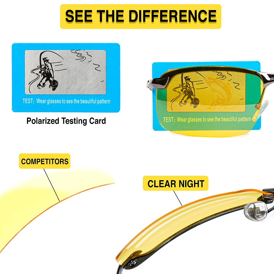 Night Driving Glasses Anti Glare Polarized Anti Glare Nighttime Glasses HD Yellow Tinted UV400 Eye Protection Aviator eyeglasses