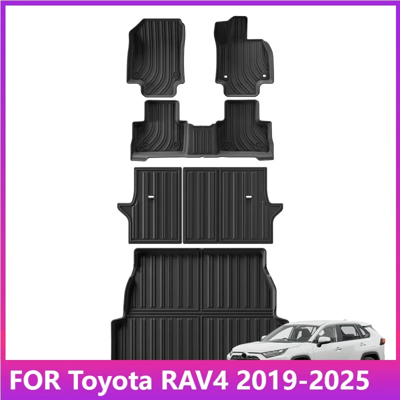 

Коврики RHD для Toyota RAV4 2019-2024 2025, автомобильные коврики с правым рулем, подкладка для багажника, коврик для багажника, TPE, 3D, аксессуары для ног