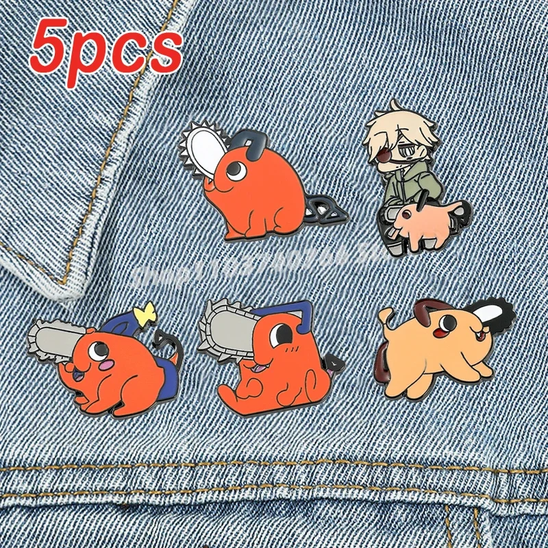 1set Anime Chainsaw Man Pins Cartoon Cute Denji Pochita Brooches Backpack Pin Accessories for Friends Fashion Jewelry Decoration