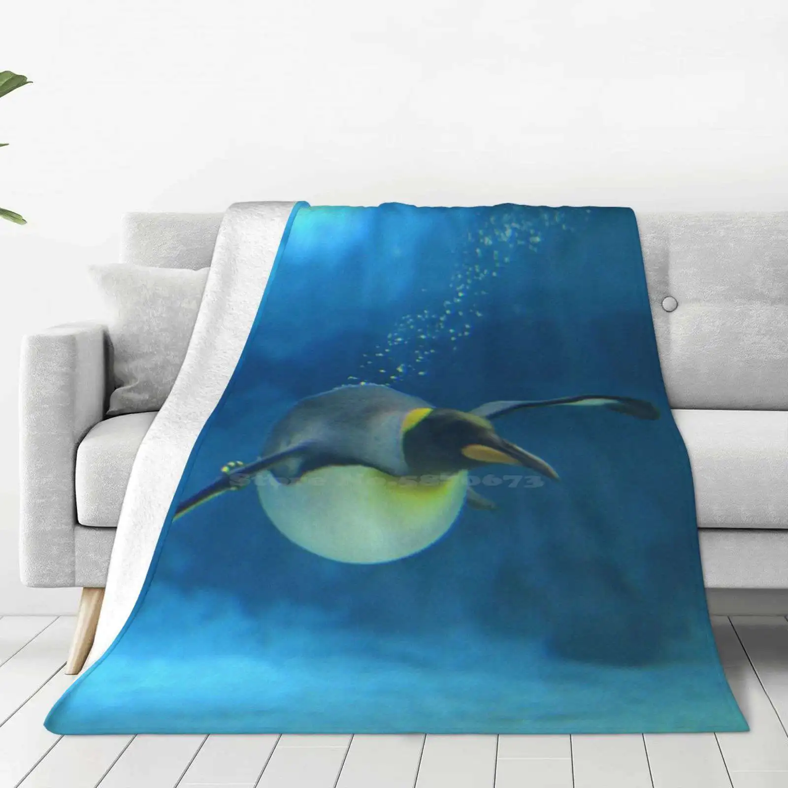 Penguin Blues Soft Warm Throw Blanket Penguin Blue Seaworld Gold Coast Nikon D7000 Nifty 50 50Mm