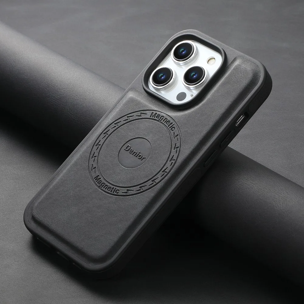 Magnetic Leather Case for iPhone 17 16 Pro Max 16Pro 16 Plus Cover Magnetic Mag-safe for iPhone 15 14 13 Shell Soft Retro Fundas