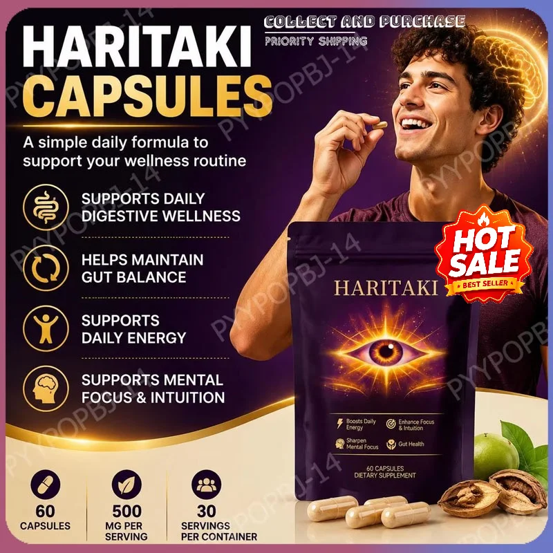 Haritaki Fruit Powder Capsules 60 Capsules for Adults Digestive Balance Regular Elimination Support with Terminalia Chebula
