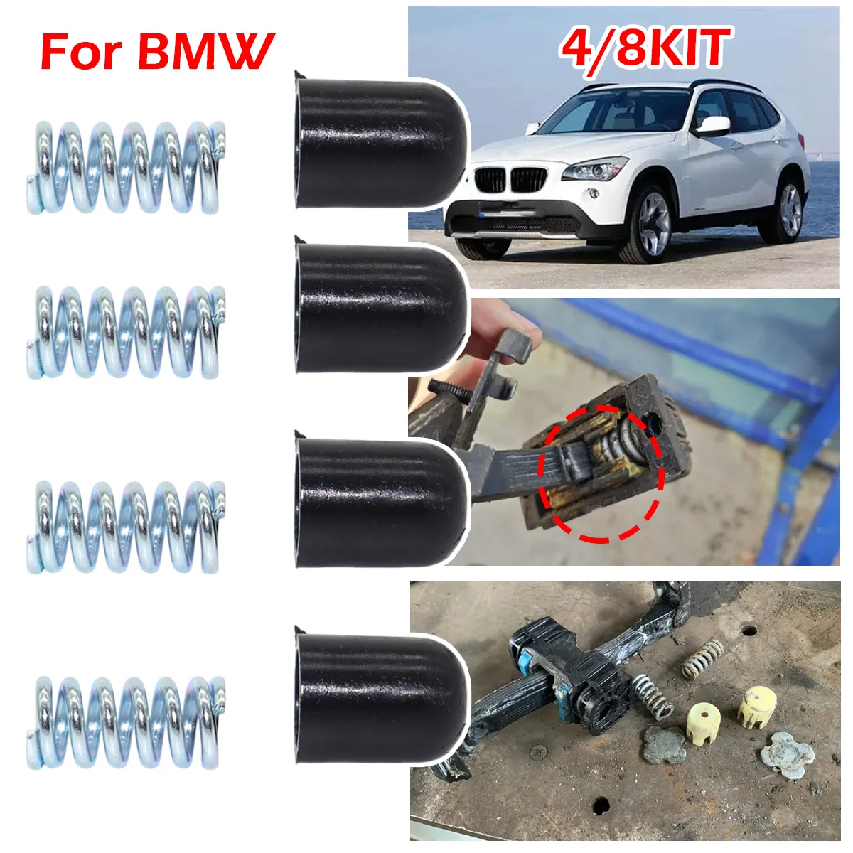 

4/8kit Car Door Check Strap Limiter Repair Kit Stopper Damping Spring Clip For BMW X6 F16 2014-2017 X5 F15 F85 X1 1 3 5 series
