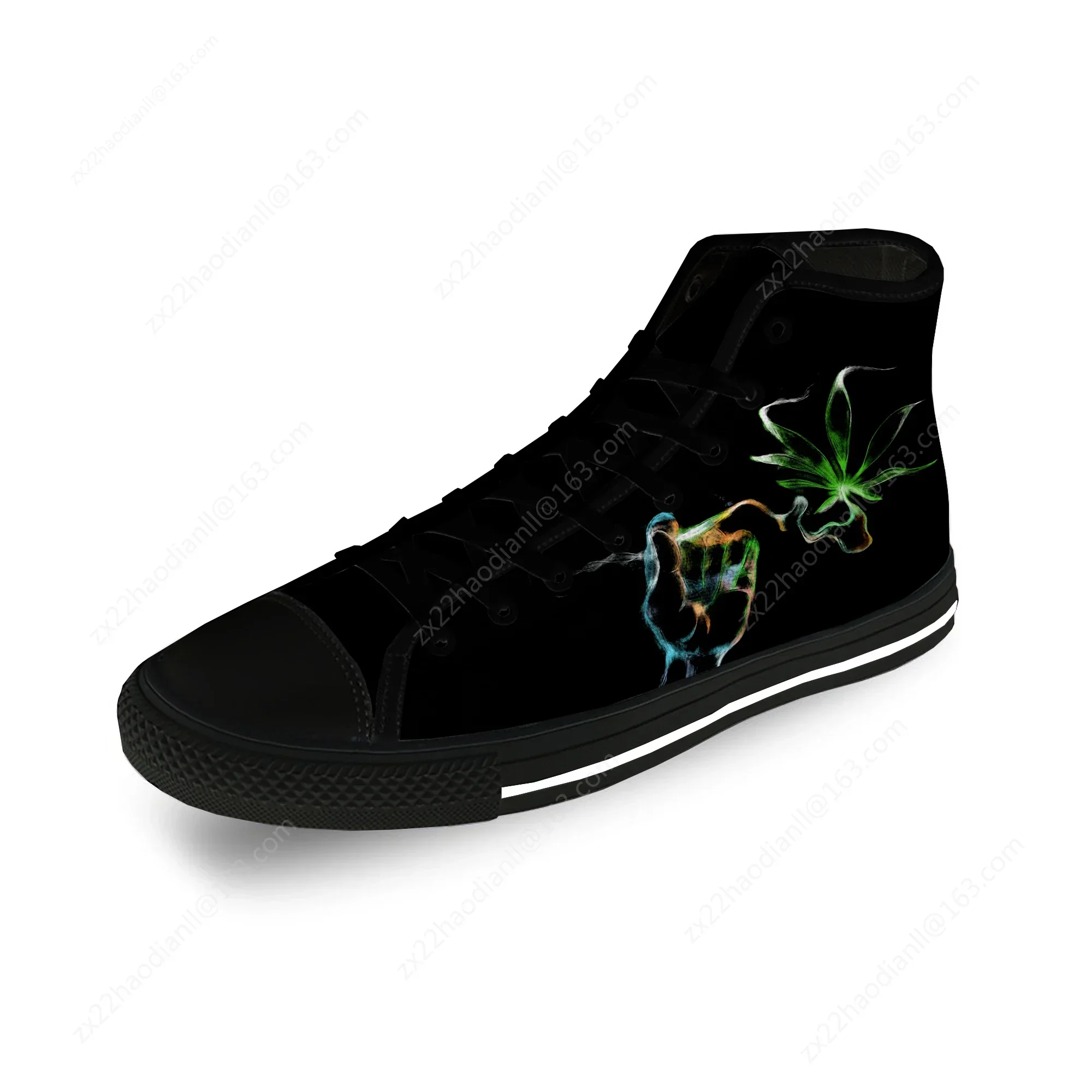 Smoking 3D Weed Anime Funny Cool Casual Cloth Fashion 3D Print High Top Canvas Shoes Men Women Lightweight Breathable Sneakers