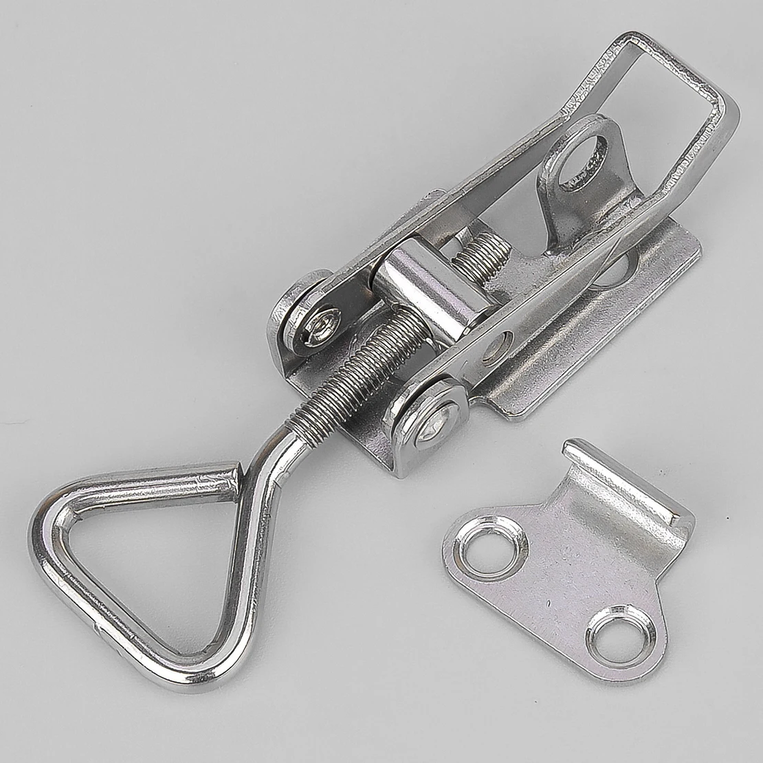 1 Set Stainless Steel Small Marine Toggle Latch Buckle with Keyhole Fastener Clamp for Boat Yacht RV Deck and Cabin Hardware