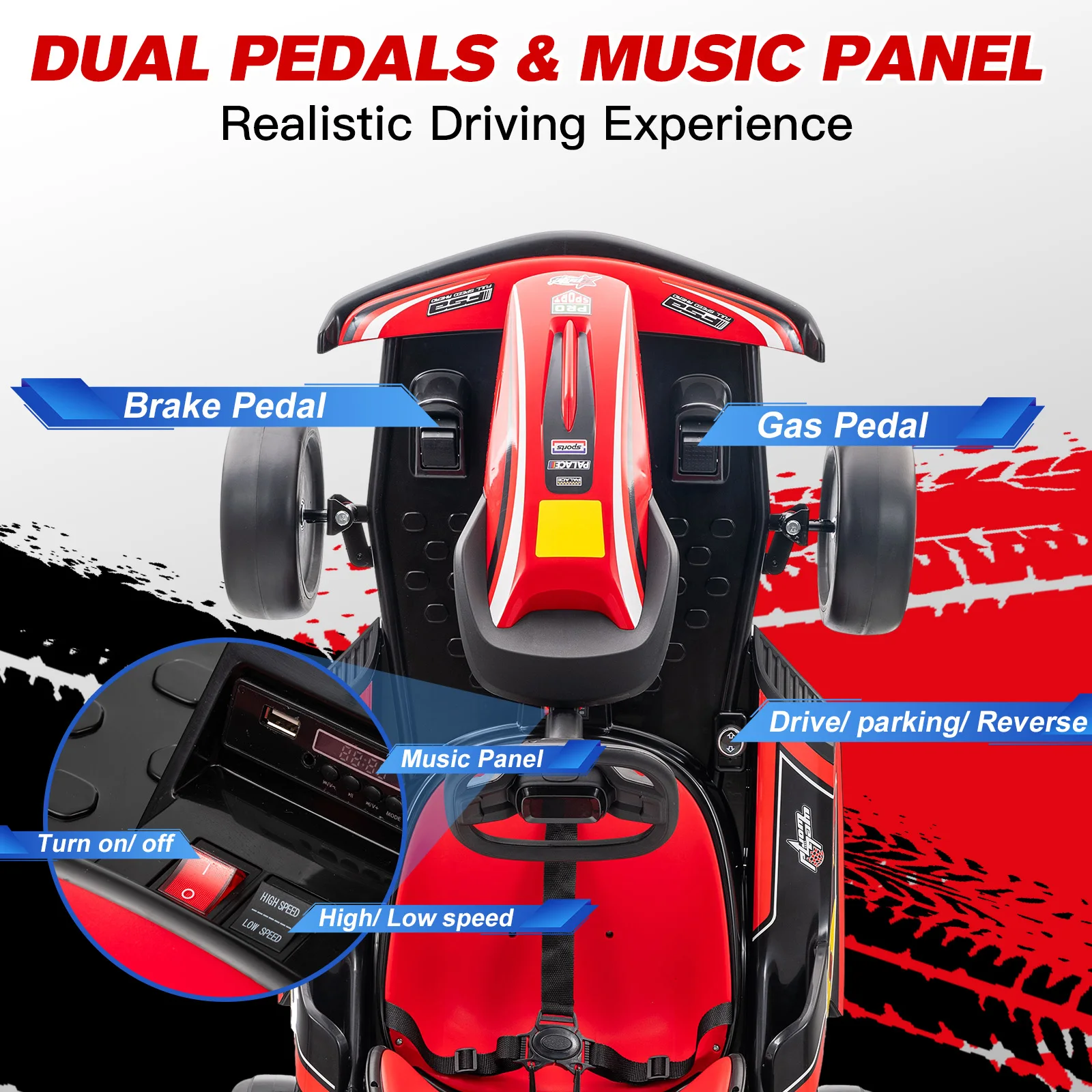 MUKIDY 24V ไฟฟ้า Go Kart,รถเข็นดริฟท์สําหรับ 6 + ของขวัญเด็ก, แบตเตอรี่ขับเคลื่อนกลางแจ้งขี่รถของเล่นเด็ก Go Kart พร้อมเข็มขัดนิรภัย