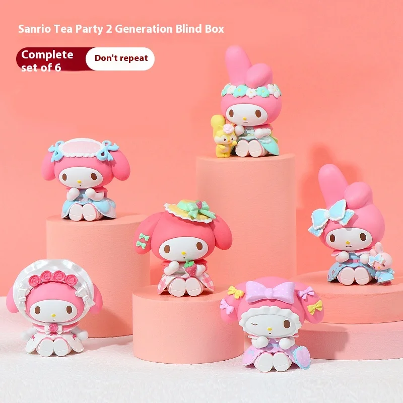 Sanrio Strawberry Manor Series Blind Box Action Figur Cute Cartoon Character Model Kuromi Doll Decoration Ornament Girl Gift Toy