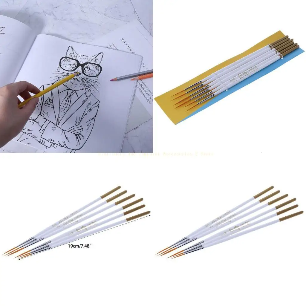 

6pcs круглая кисть линия ручка художник нейлоновый набор для волос набор рисования рисовать ремесло