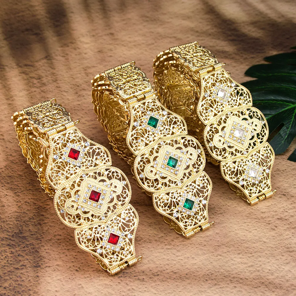 حزام قفطان نسائي عربي مغربي سلسلة خصر لحفلات الزفاف طول قابل للتعديل لون ذهبي إكسسوارات قصر أوروبا