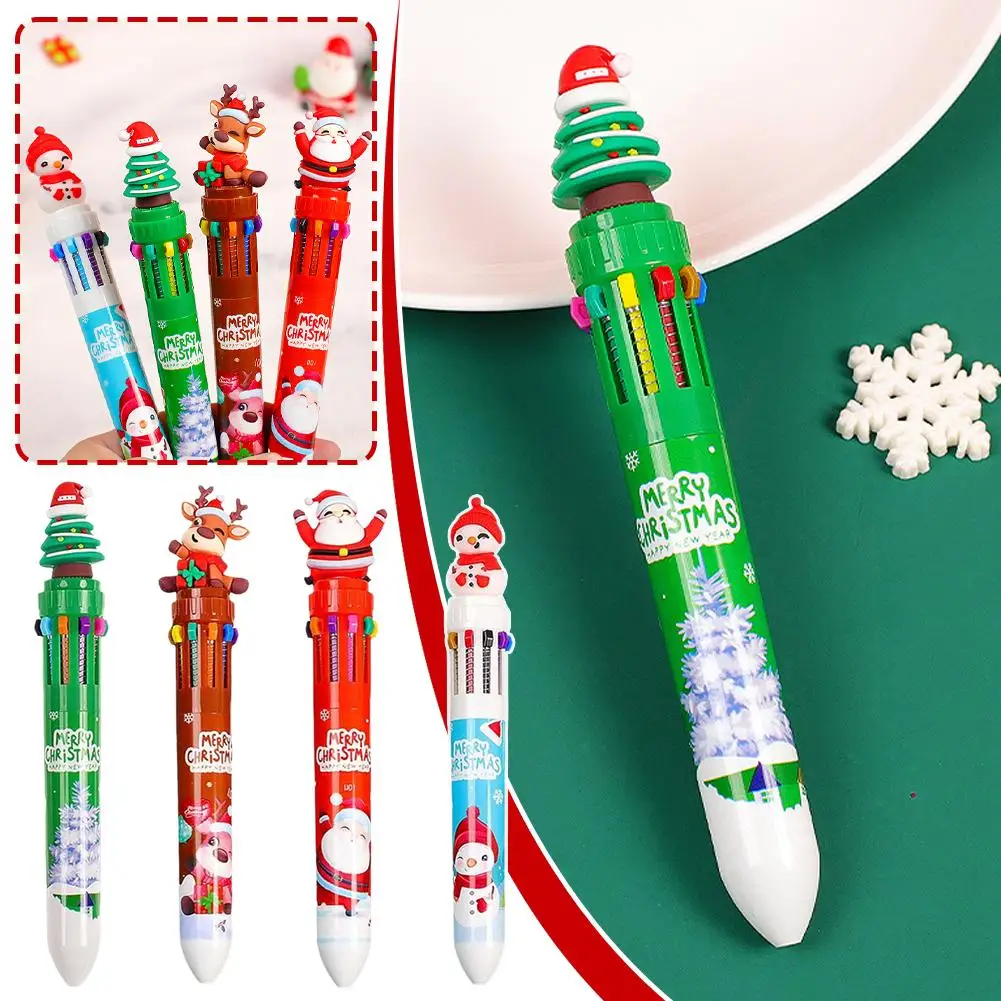 1/4pcs Christmas Cartoon Ballpoint Pen Set Cute Deer Antler Santa Claus Xmas Kids Gift Noel Merry Christmas Natal Happy New Year