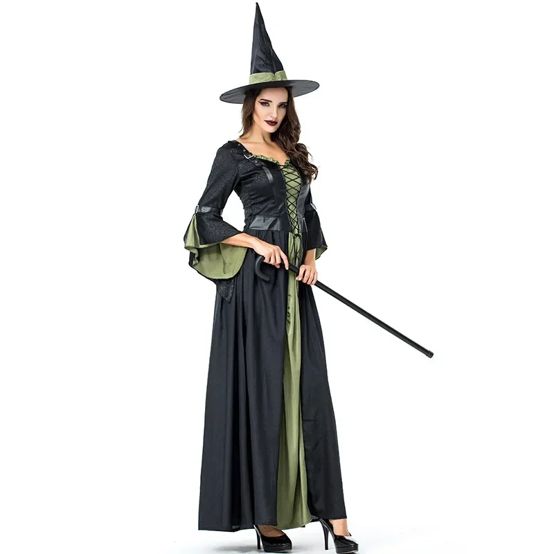 Fantasia Women Witch Costume Cosplay Halloween Purim Theatre Costumes A Line Long Bandage Dress