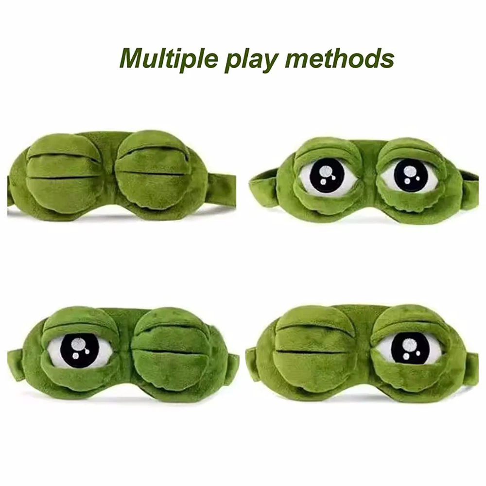 Cute Plush Frog Sleeping Eye Mask 3D Soft Comfortable Light Blocking Blindfold Portable Eye Shade Cover For Lunch Break Rest
