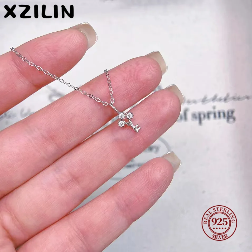

XZiLin Mini Inlay Zircon Cross Pendant S925 Sterling Silver Necklace for Women Exquisite Sweet Wedding Party Jewelry Accessories