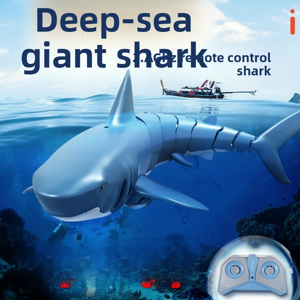 Remote controlled shark shaped rechargeable biomimetic electric robot with simulated water spray function, perfect gift for chil
