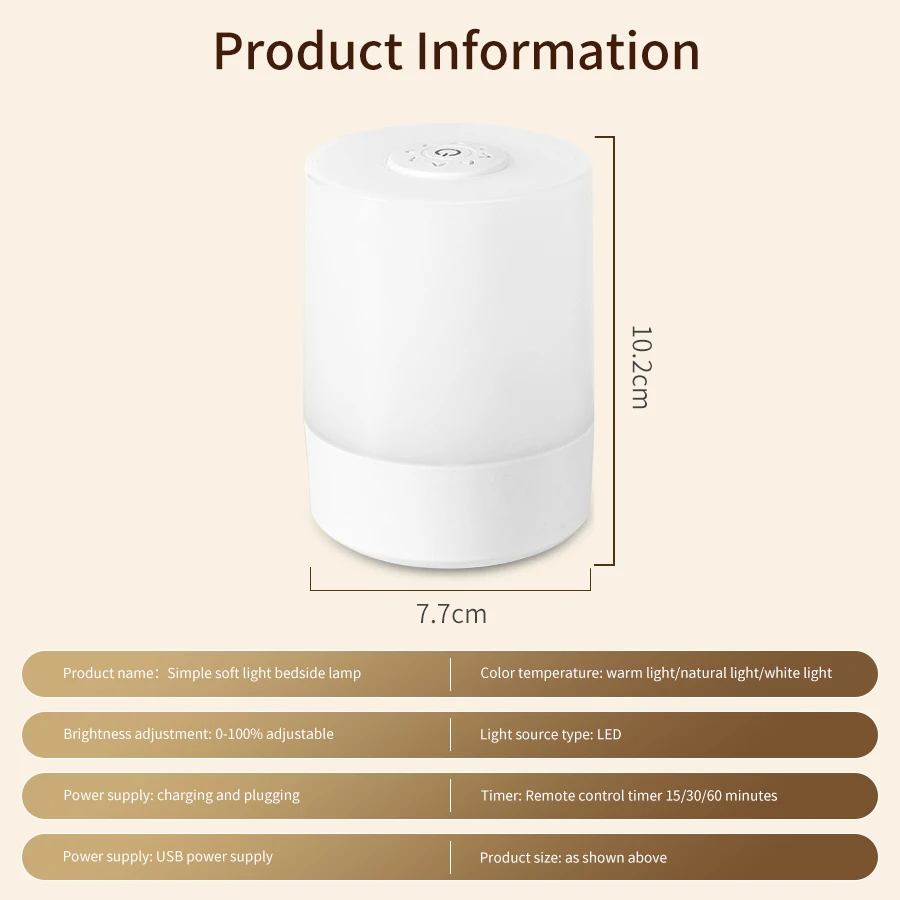 Touch LED Night Light Rechargeable Table Lamp 3 Colors Dimmable Bedside Lamps Bedroom Decoration Christmas Gift Child Night Lamp
