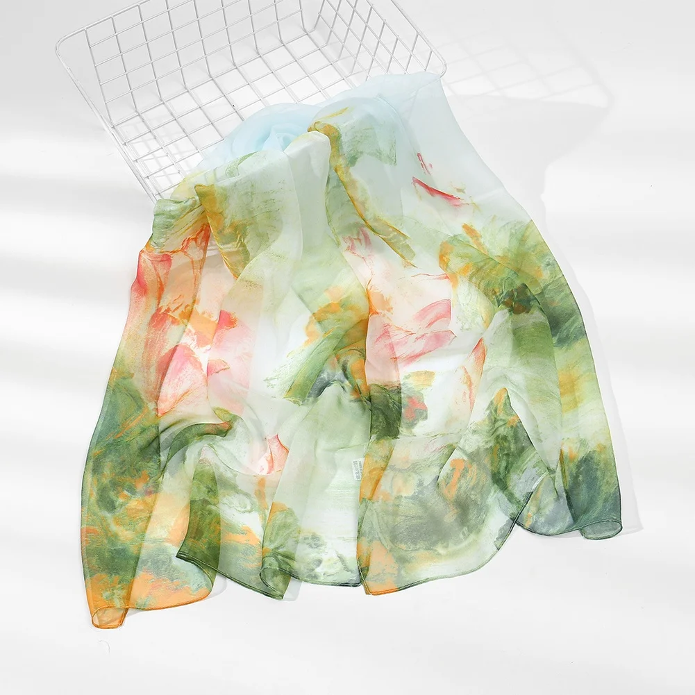 

Fashion Women Summer Scarf Lightweight Soft Floral Printed See Through Shawls Ladies Beach Wraps Sunscreen