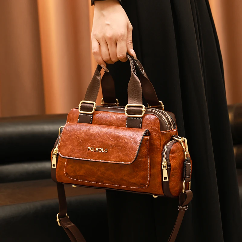 

Hong Kong Faion Genuine Leather Handbag Women's 2025 New High-End Trending Cowhide Crossbody Soft Leather Multi-ket Sing...