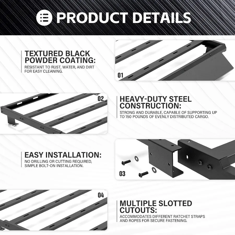 سلة شحن فولاذية شديدة التحمل لرف السقف العلوي للطراد متوافق مع 20072014 FJ Cruiser متينة لتخزين الأمتعة على السطح #3