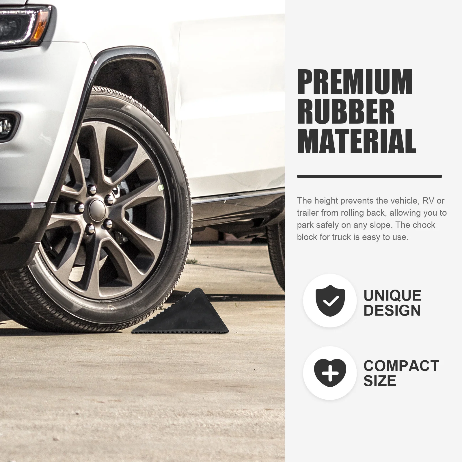 

2Pcs Wheel Chocks Heavy Duty Rubber Stop Control Tire Triangle Durable Car Stop Block for Vehicle Safety Wheel Chock