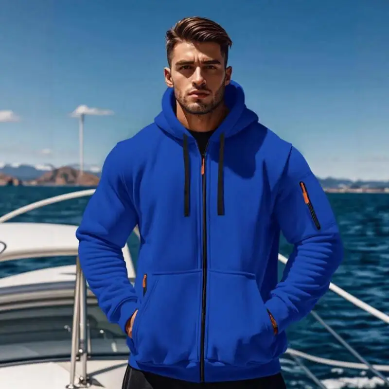 

Men's Clothing Sportswear Zipper Hoodie with Side Pockets Fashionable Long Sleeved Casual Wear Men's Outerwear Sweatshirt New