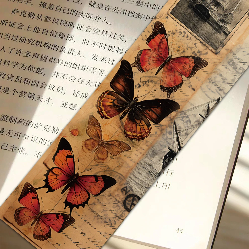 30pcs Vintage Butterfly Bookmarks Classical Art Card Notes Diary Marks Reading Pages Book Marks Student Supplies Bookmarks