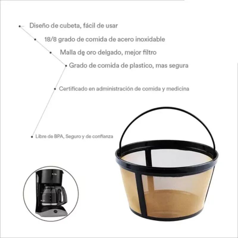 Substituição da cesta do filtro da máquina de café para cafeteiras de 10 a 12 xícaras, peças sobressalentes e acessórios