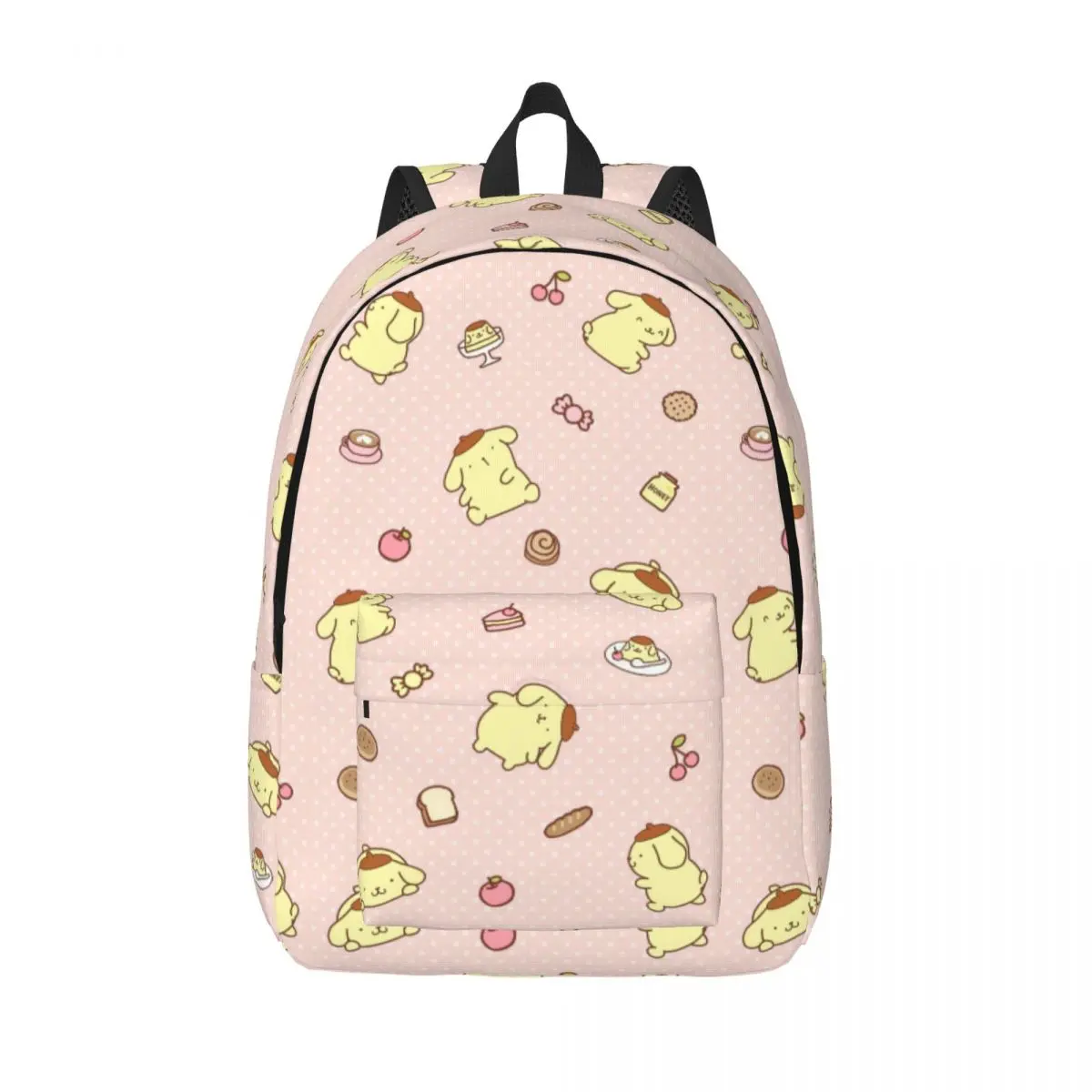 Pink Pom Pom Purin Cartoon Backpack for Men Women Teenage High School Hiking Travel Daypack College Shoulder Bag Sports