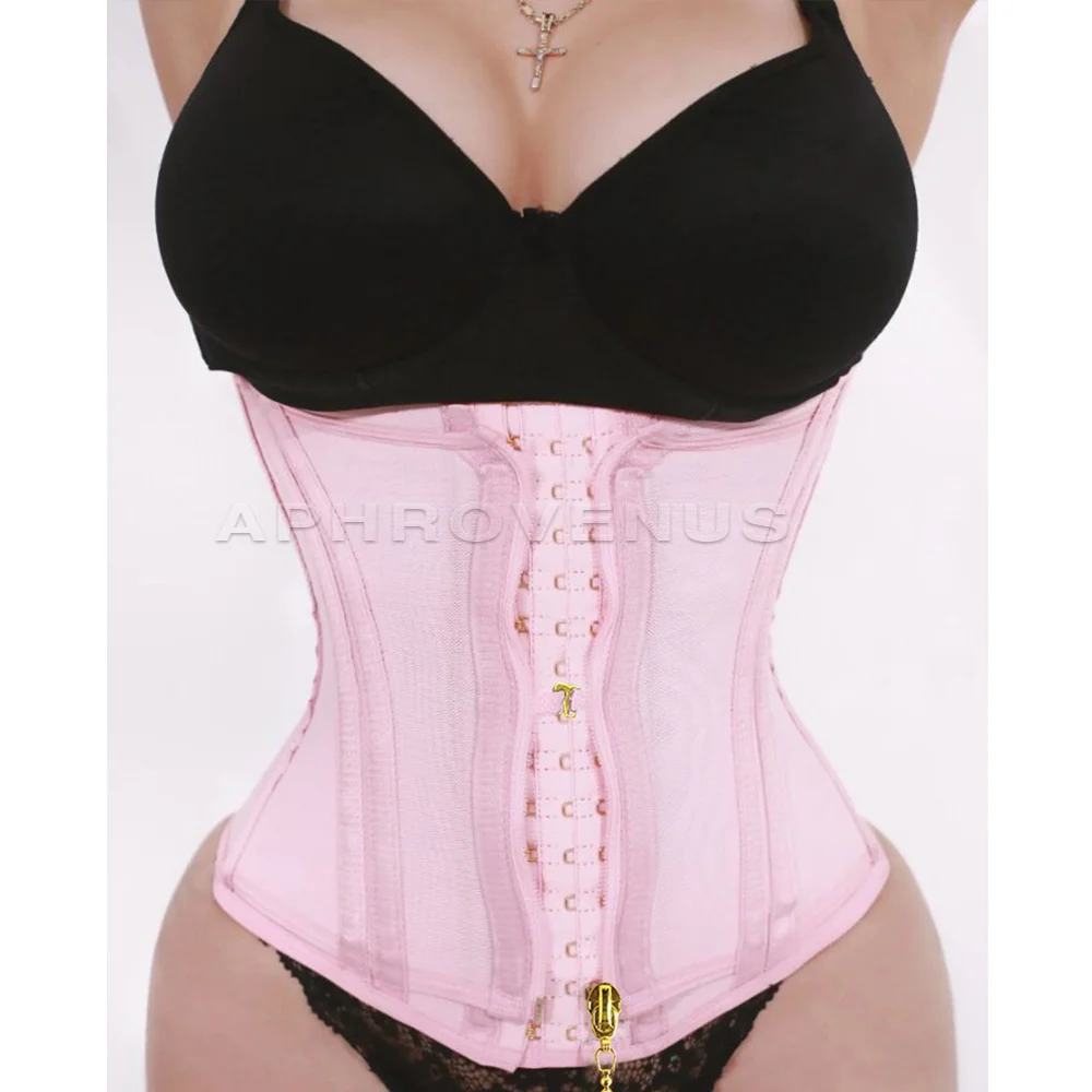 Fajas Colombianas Women Waist Trainer Double Compression Slimming Belt with Front Zipper and Hook-eyes Flat Belly Corset Tops