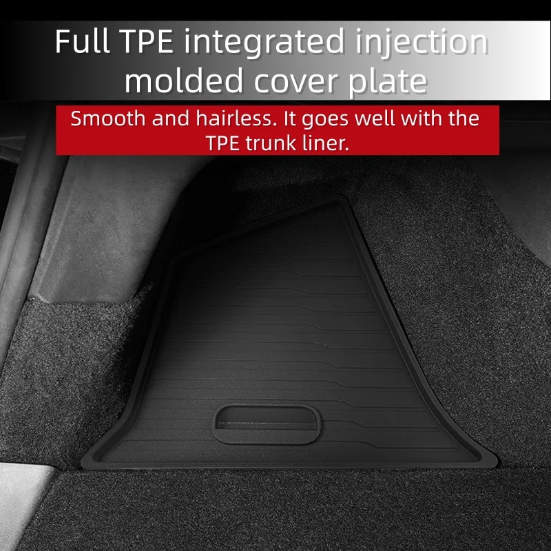 HX Car Trunk Side Storage Box For Tesla Model Y juniper 2025-2026 Flocking TPE Cover Mat Partition Board Stowing Space 4