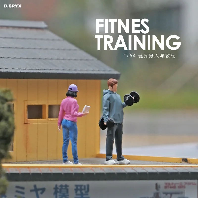 

Diorama 1/64 Miniature Figure Fitness Model Diorama Garage Scenes Resin Minifigure Kit DIY Craft Collecting Hobby Collection